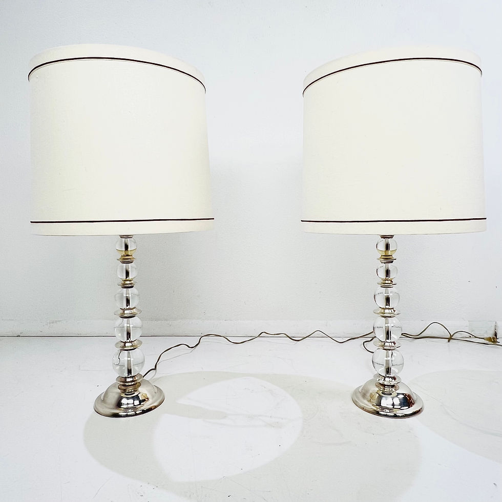 Thumbnail: #1751 Pair of Vintage Stacked Glass Ball Lamps