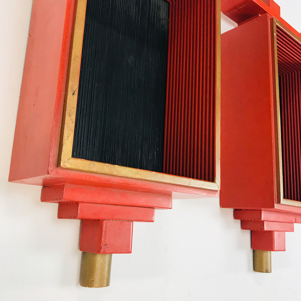 Thumbnail: #5494 Pair of Red Asian Wall Shelves/Sconces