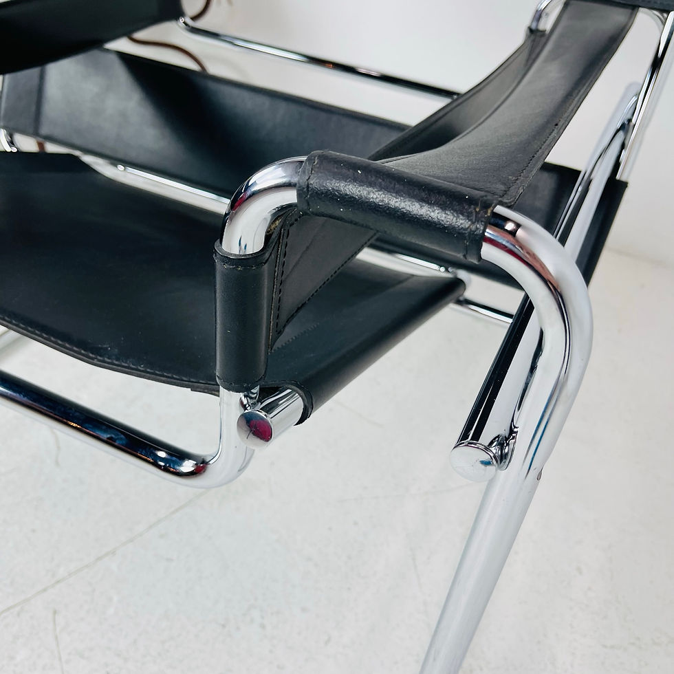 Thumbnail: #6103 Black Leather Wassily Chair