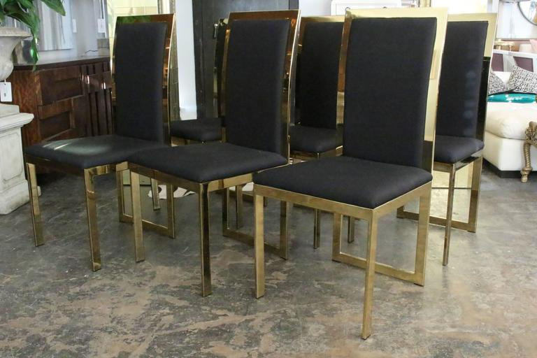 Thumbnail: #1284 Set of 6 Brass Dining Chairs Style of Milo B