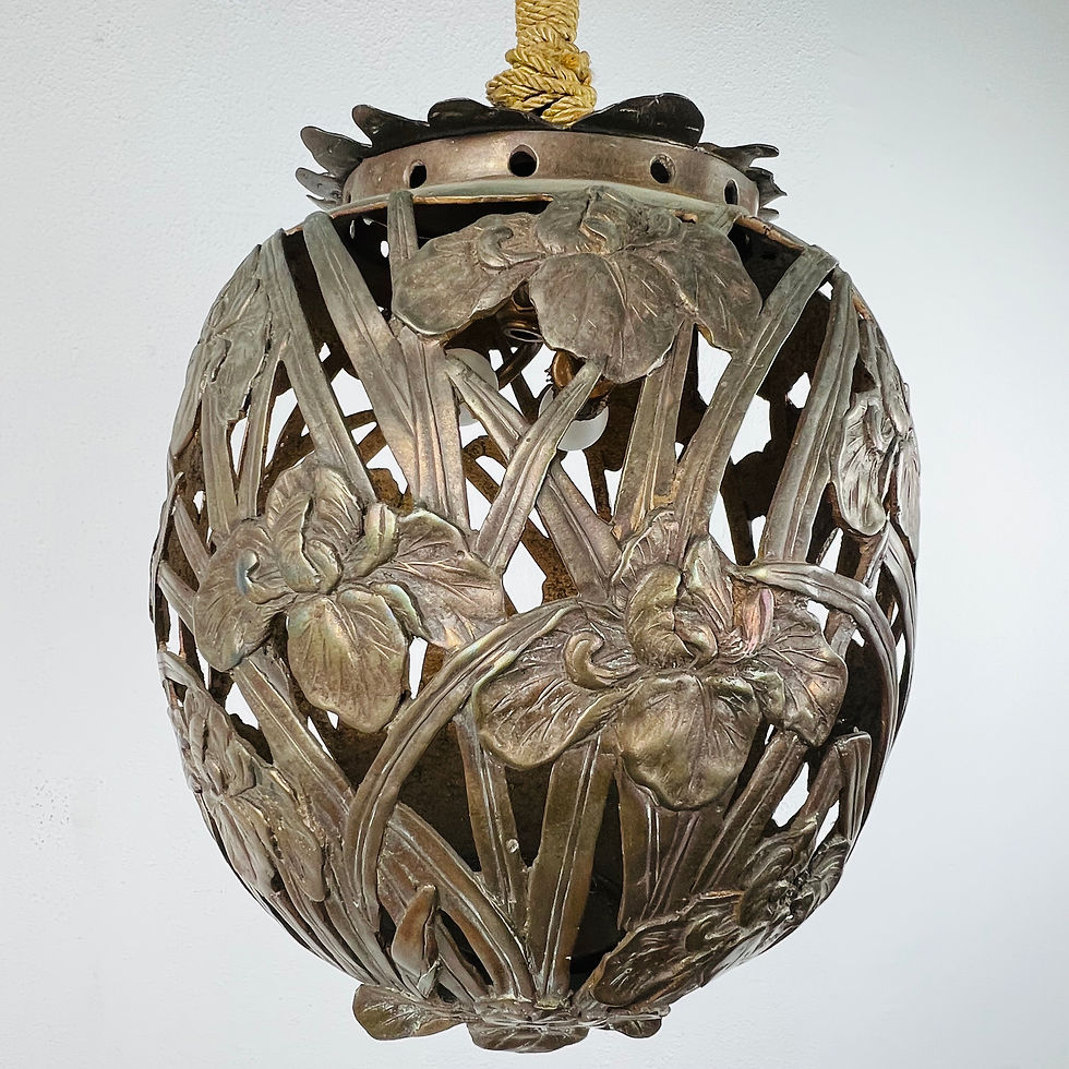 Thumbnail: #1248 Cast Bronze Iris Globe Pendant Light