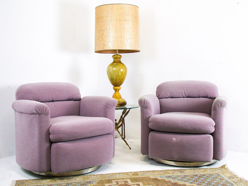 Thumbnail: #3156 Pair of Mauve Milo Baughman Swivel Chairs