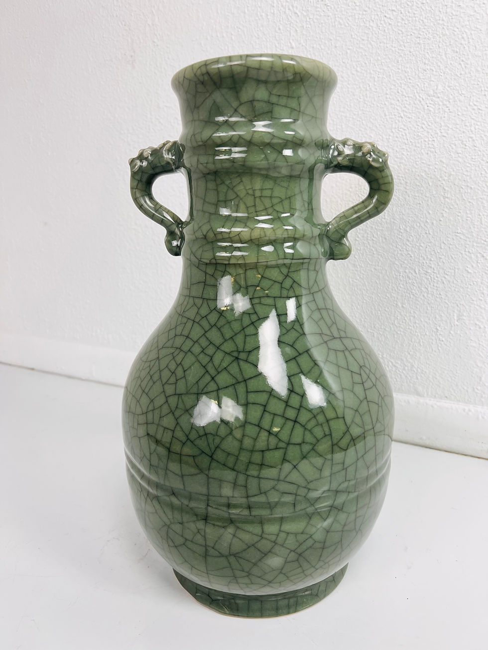 Thumbnail: #7021 Crackle Celadon Chinese Vase