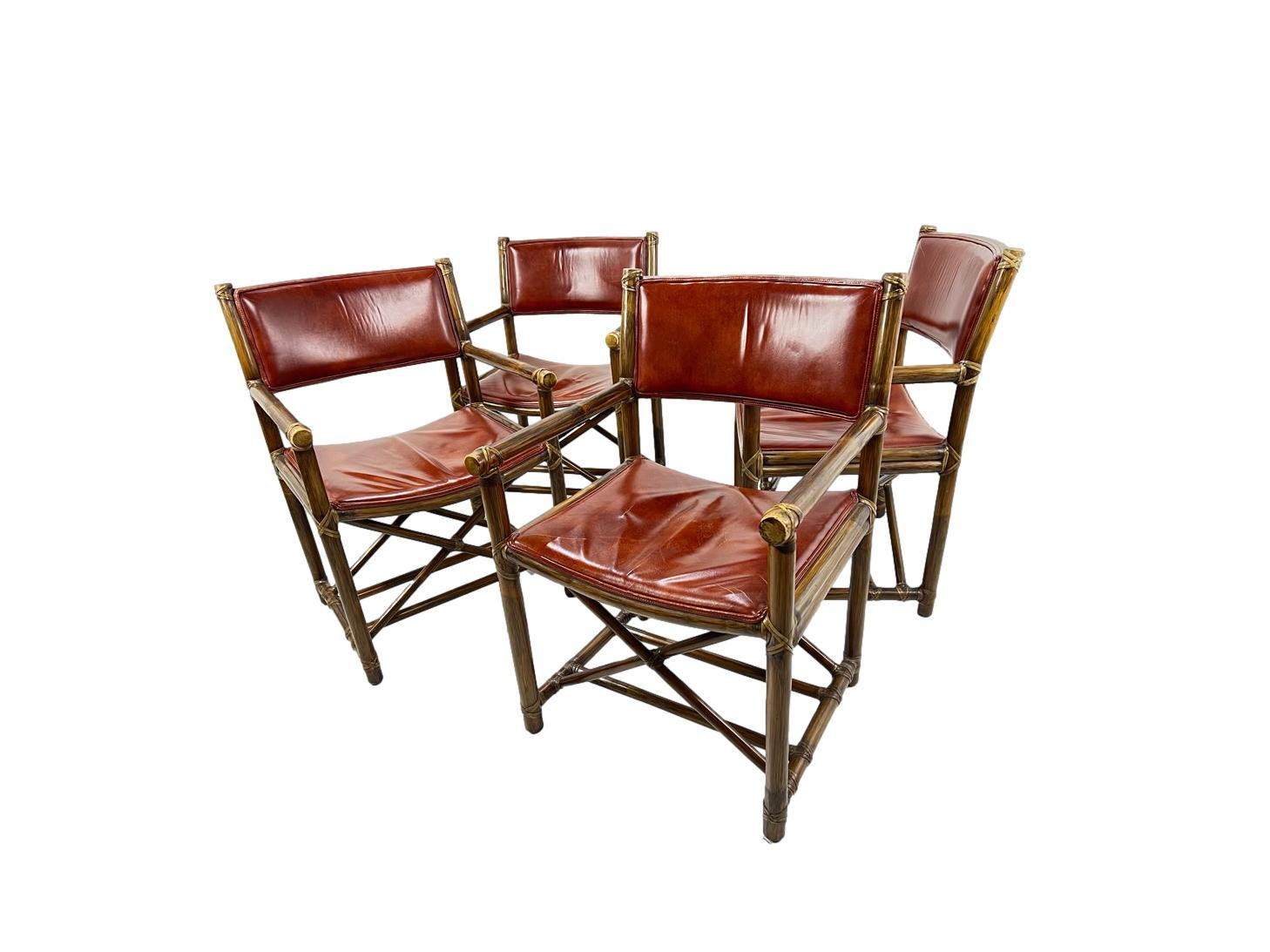#1636 Set of 4 McGuire Rattan Chairs