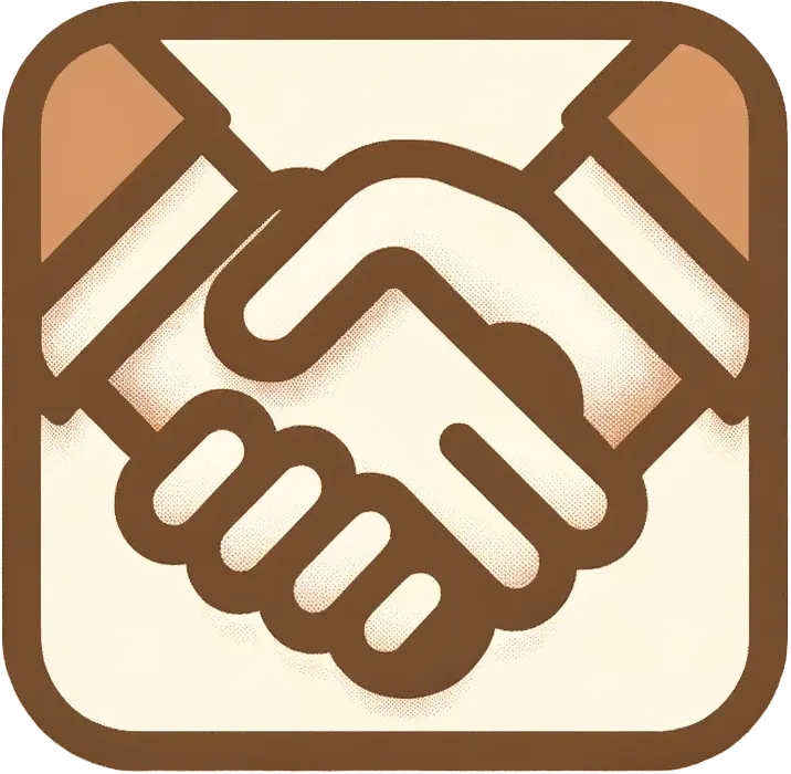 DALL·E 2023-10-12 11.05.27 - Square-shaped icon in a muted orange hue where two hands are