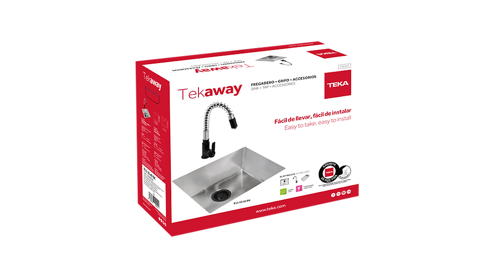 Miniatura: Tarja Teka R1550.40BK Mezcladora Escurridor Contracanasta 54 cm (21") Acero Inox