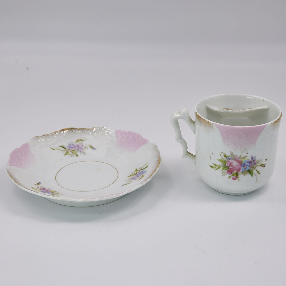 Thumbnail: Antique Porcelain Men's Mustache Cup & Saucer