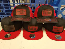 red leather patch hats