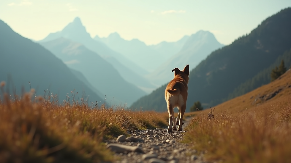 Vue rapprochée d’un chien marchant sur un sentier de montagne