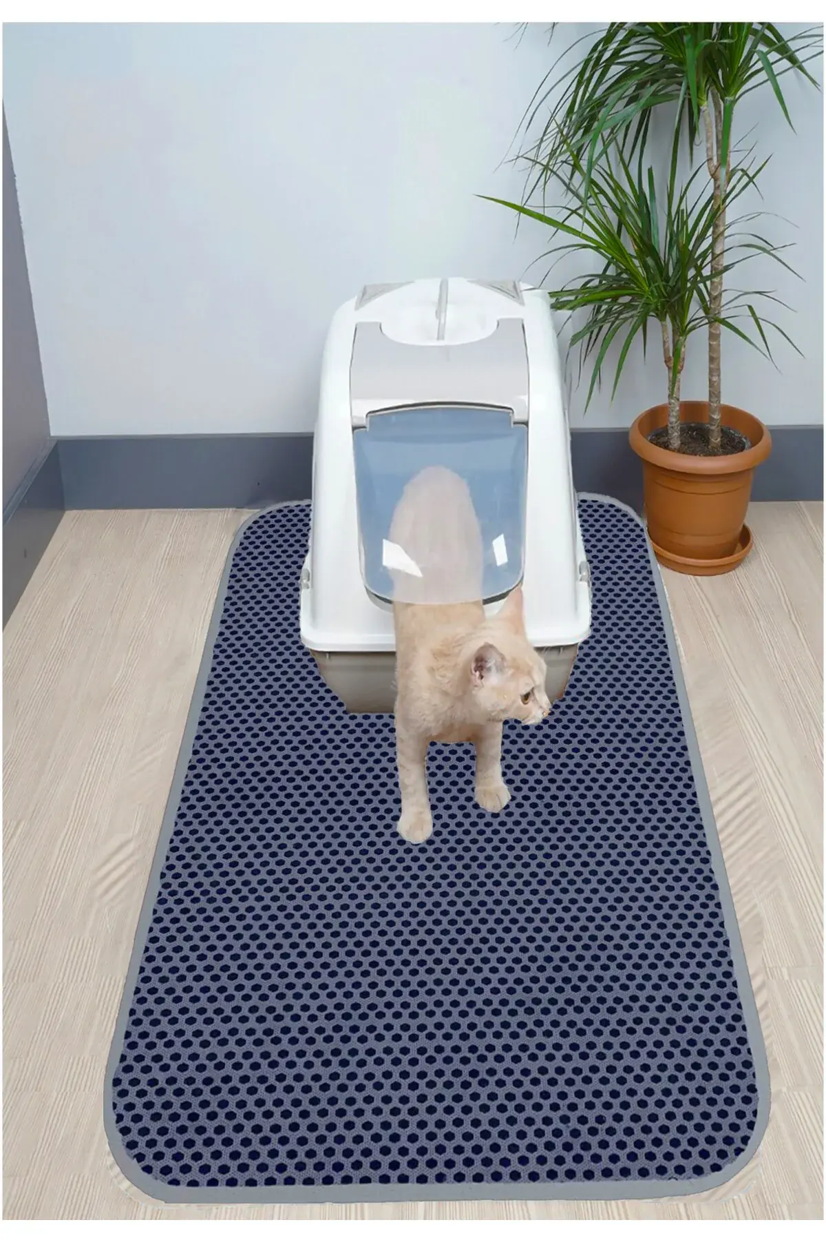 Büyük Boy Gri Kedi Tuvalet Önü Paspası 60 x 120 cm