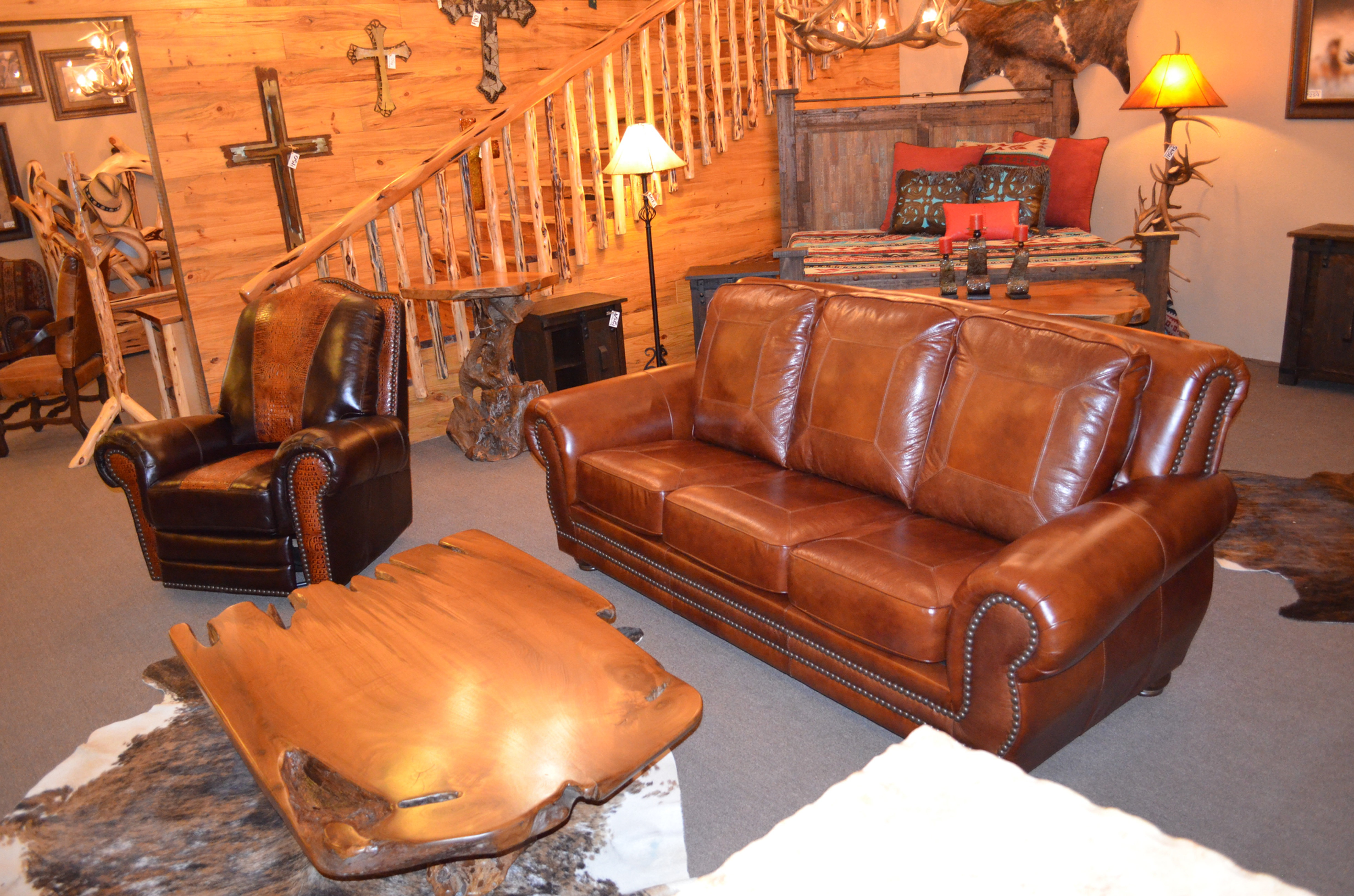 Log Beds Genuine Leather Sofa