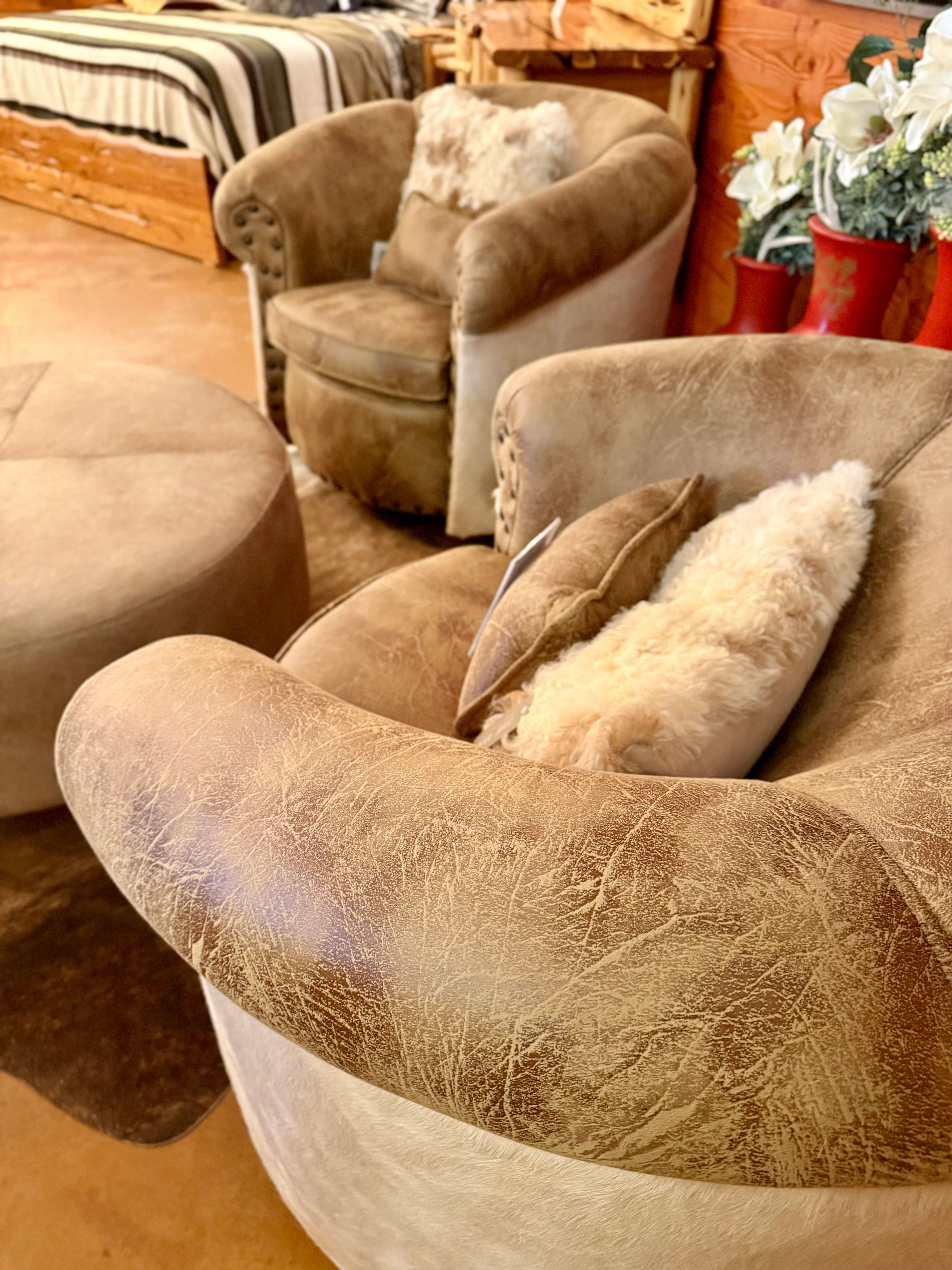 Cowhide Barrel Chairs