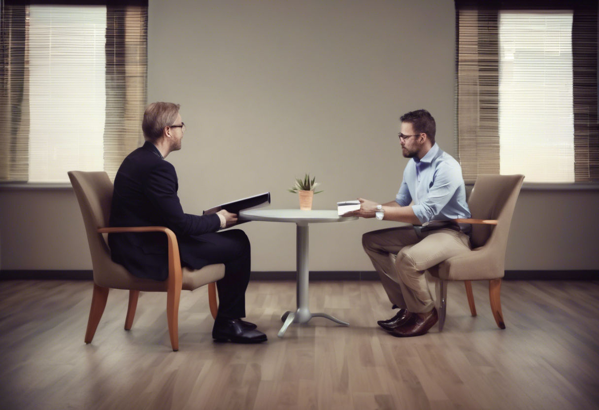 Counselor meeting with client for a consultation to see if it is a good fit 