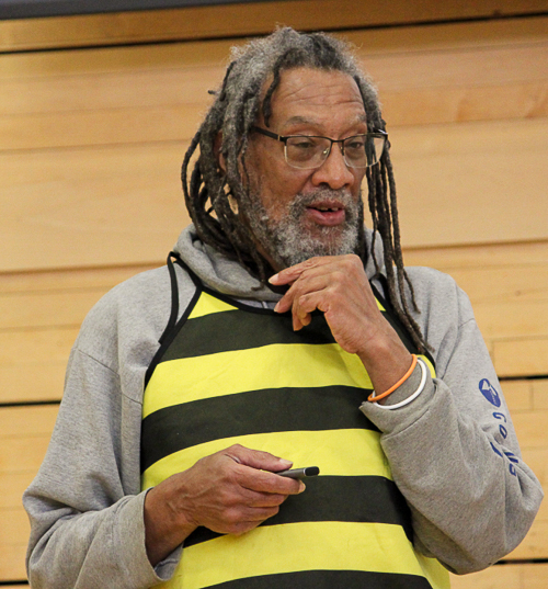Tony dressed in a bee costume to entertain kids while talking about bees.