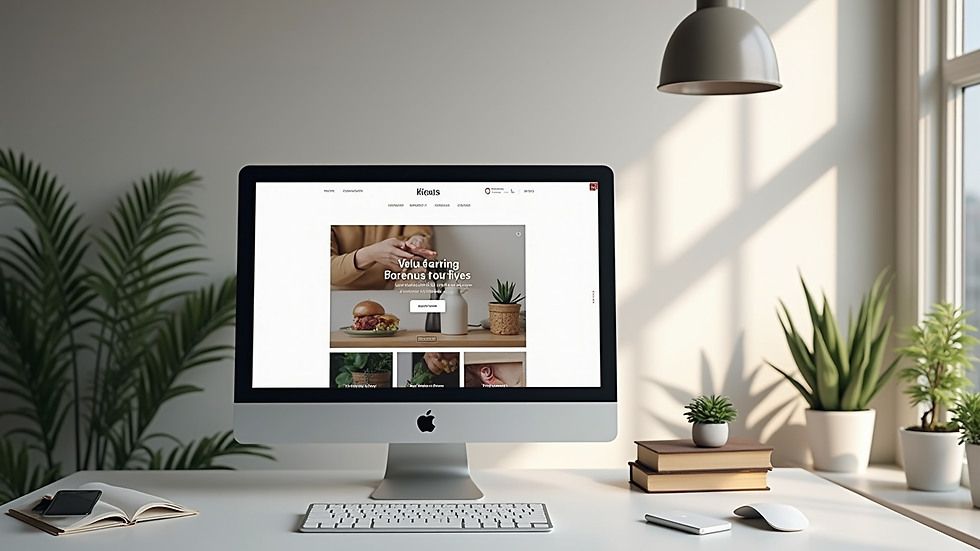 Eye-level view of a modern website design showcasing a clean layout and engaging visuals