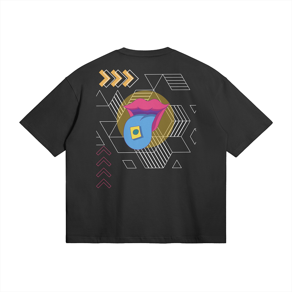 Black tee, back view