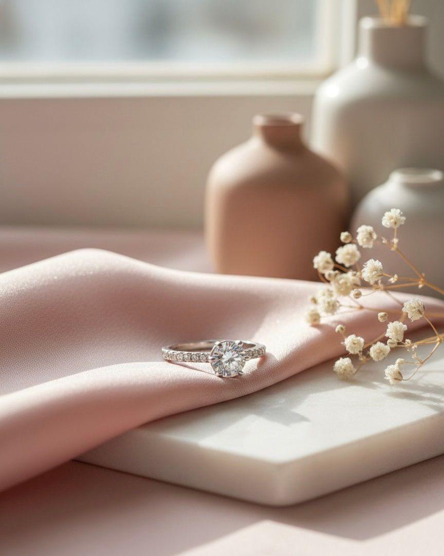 Silver Solitaire Stone Ring