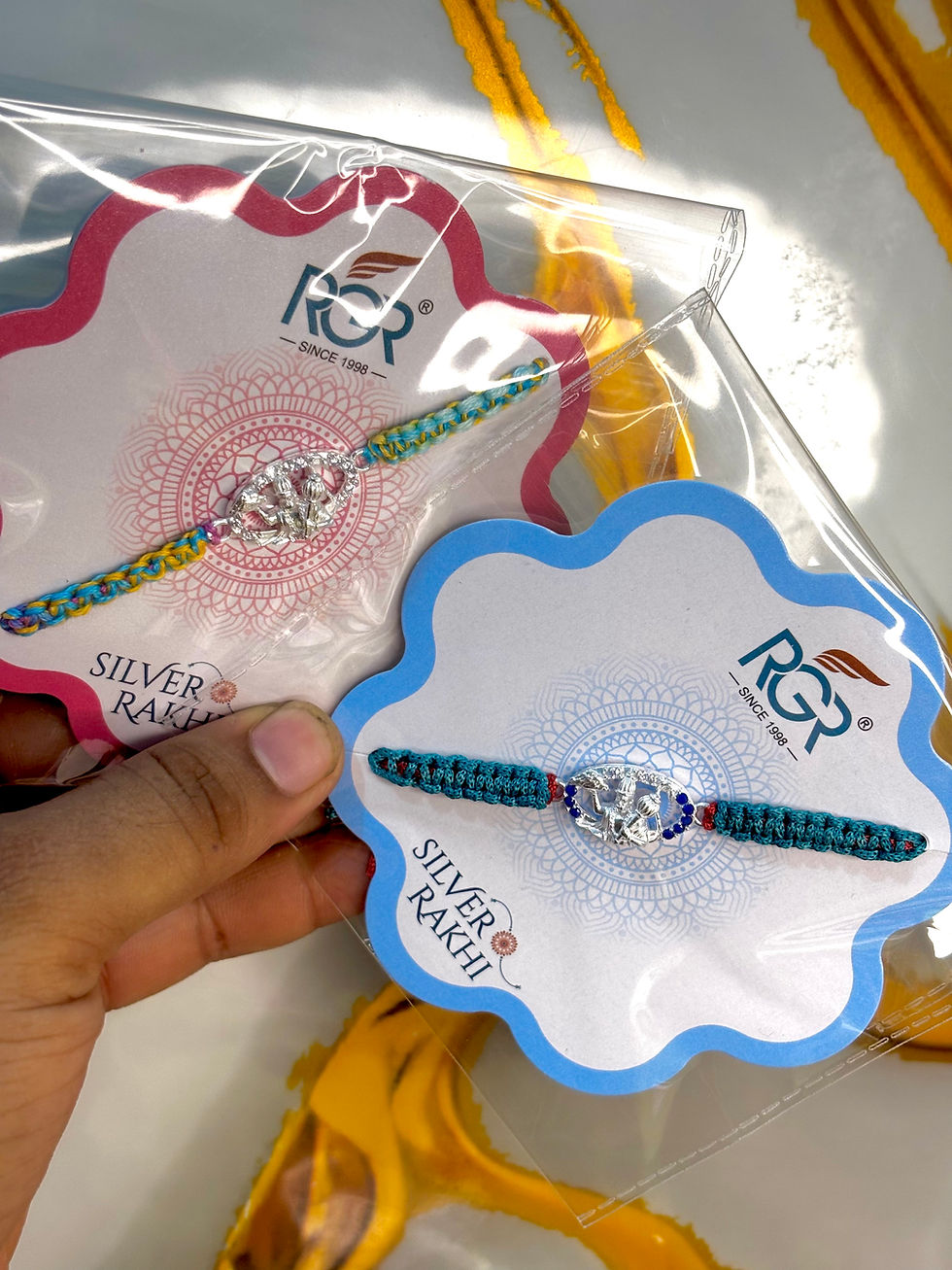 Premium Silver Thread Rakhi with Pure Silver Design | Tanyam Jewellers