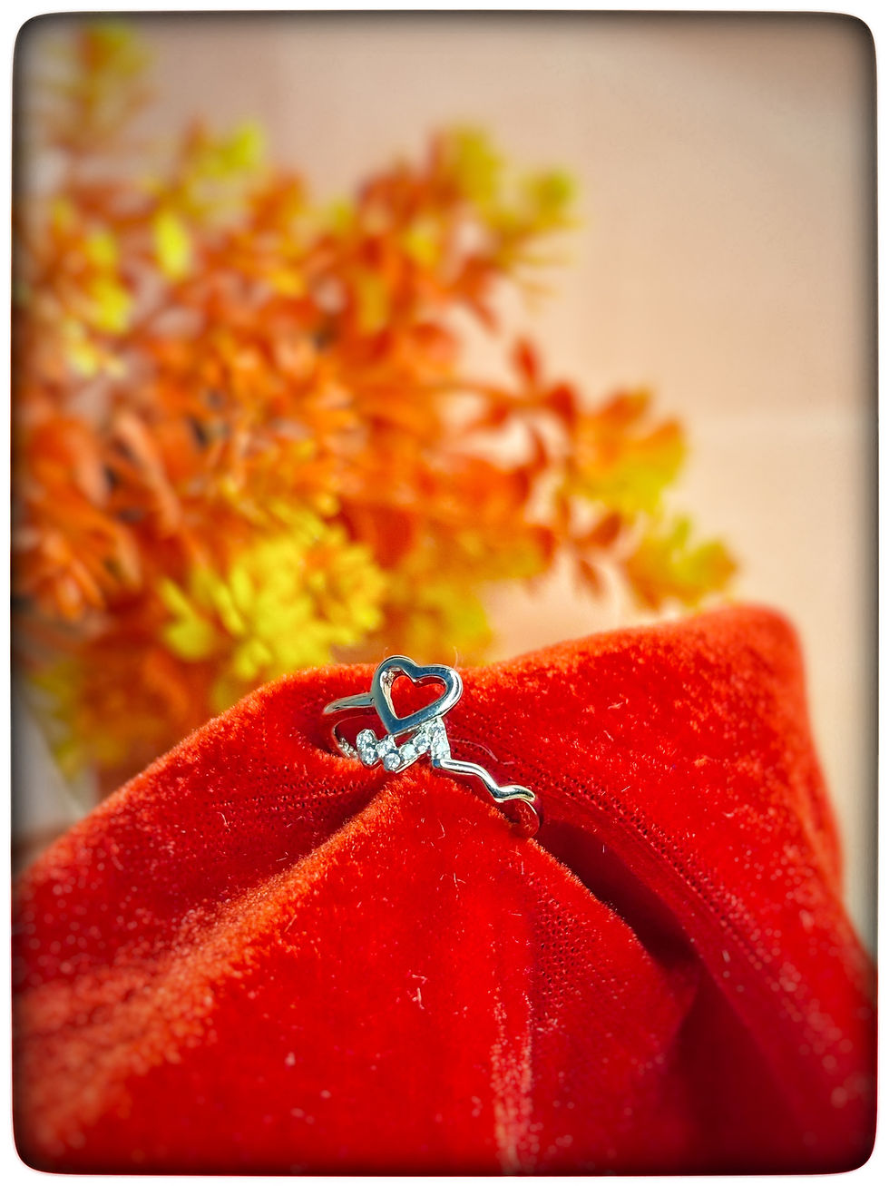 925 sterling silver heart design ring with sparkling accents, available in size 4 – Tanyam Jewellers