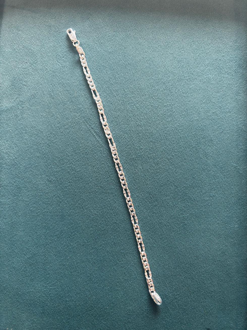 Thumbnail: High Quality Silver Figaro Link Chain Bracelet with Traditional High Polish by Tanyam Jewellers