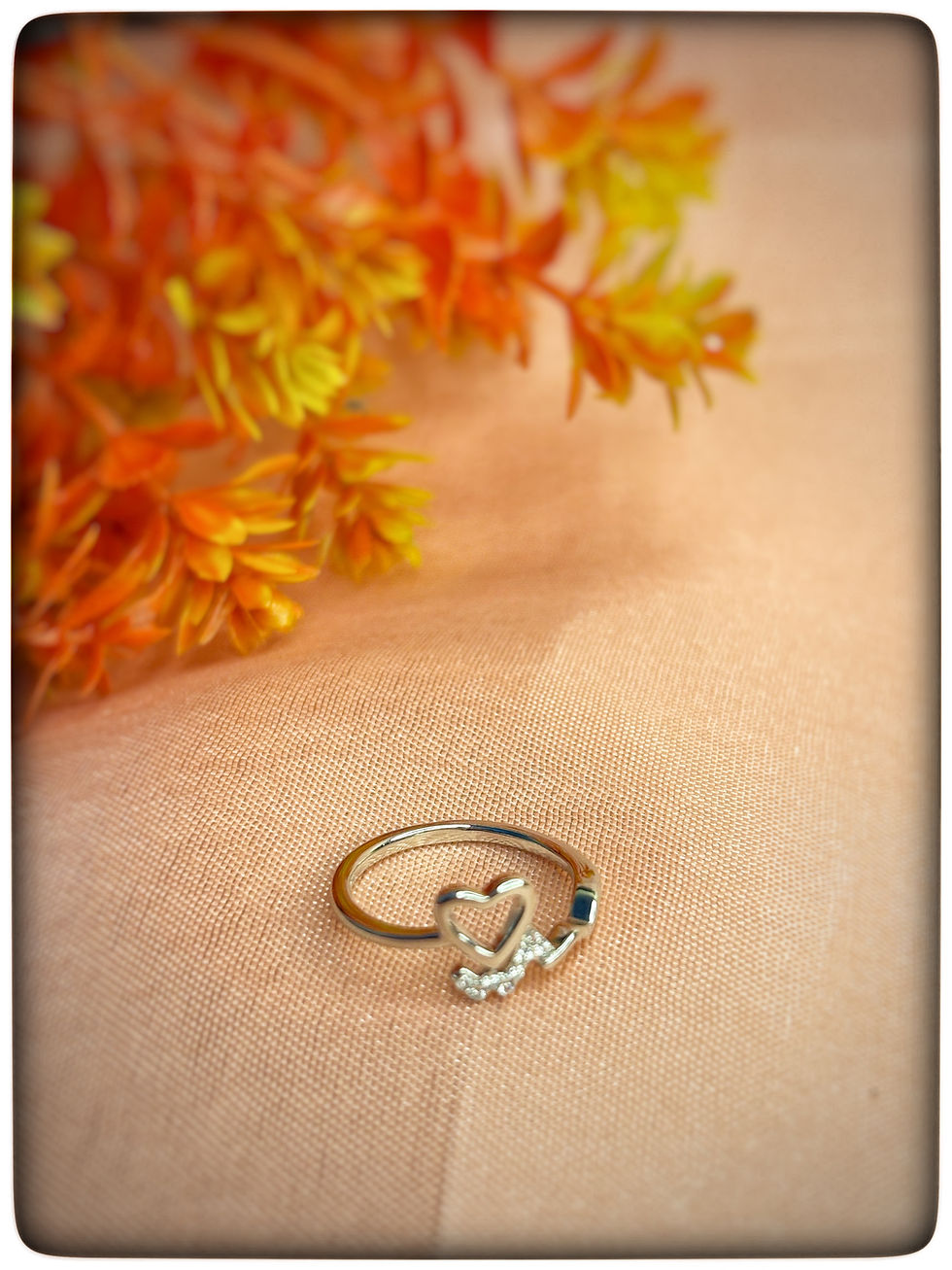 925 sterling silver heart design ring with sparkling accents, available in size 4 – Tanyam Jewellers