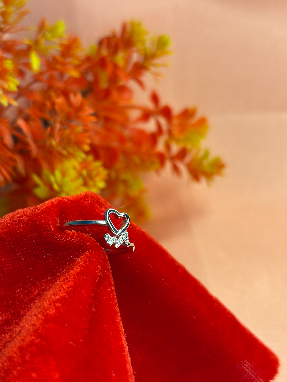 Thumbnail: 925 sterling silver heart design ring with sparkling accents, available in size 4 – Tanyam Jewellers