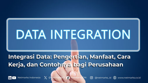 Ilustrasi integrasi data perusahaan yang menghubungkan berbagai sistem dan aplikasi