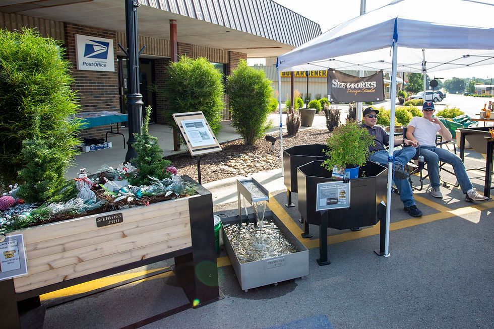 fountains and planters