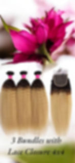 T1B/27 1B/Honey Blonde Kinky Straight(Ombre) with closure