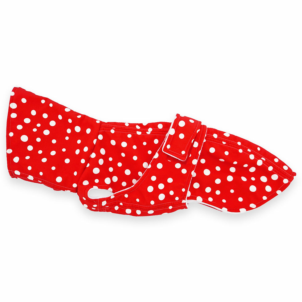 IG1 Classic Red Polkadot Coat max. ruglengte 38cm
