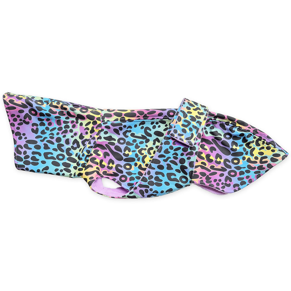 W2 Rainbow Leopard Pop Coat max. ruglengte 50 cm