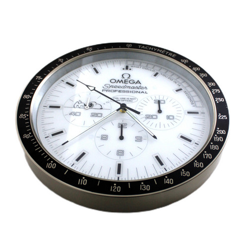 SnoopyxOMEGAxSwatch 白黒セット、ラッピング済み Snoopy Speedmaster Black and White | Large Wall clock