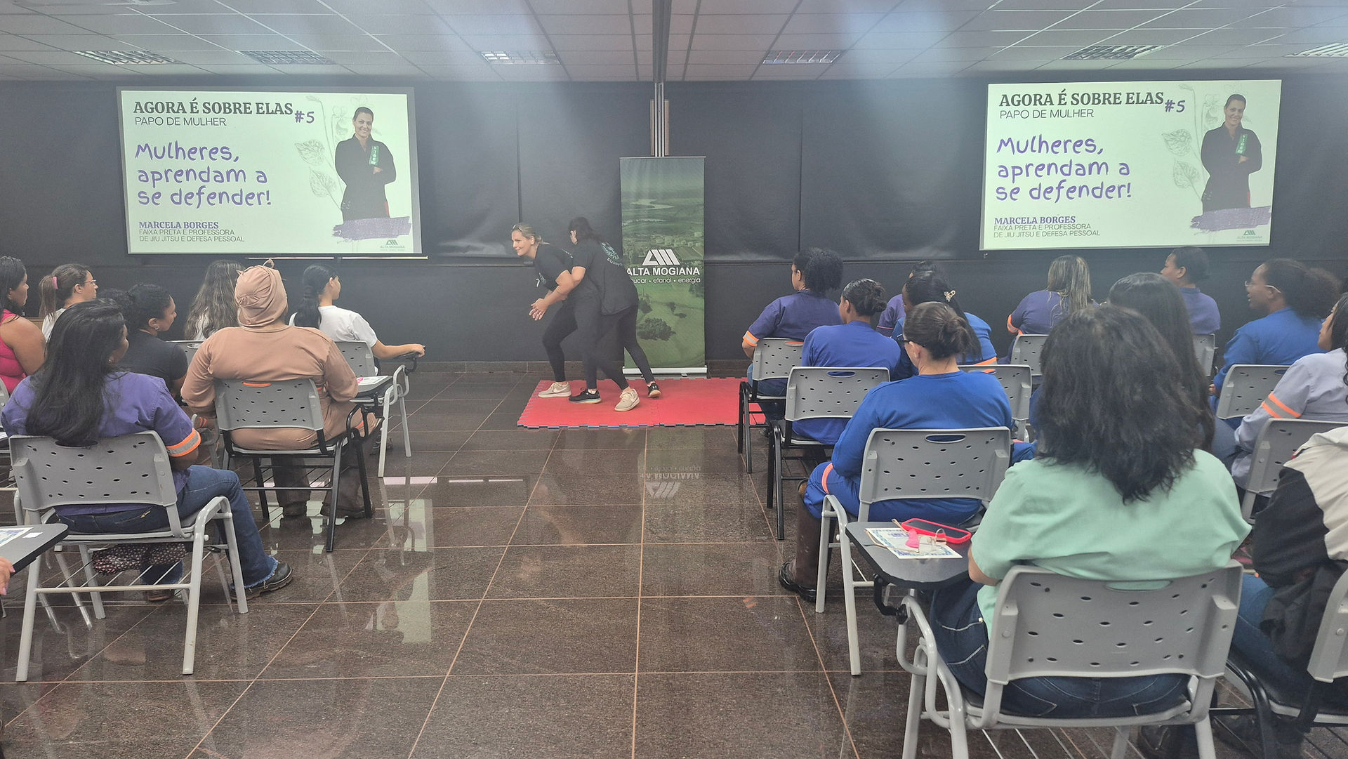 A Usina Alta Mogiana celebra o Dia da Mulher com treinamento de defesa pessoal, palestra sobre saúde mental e confraternização, reafirmando o compromisso com suas colaboradoras. 