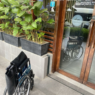Small wheelchairs are used in narrow spaces for easier mobility.