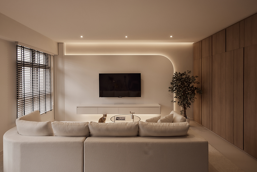 Stylish plaster ceiling near me with integrated ceiling fan installation