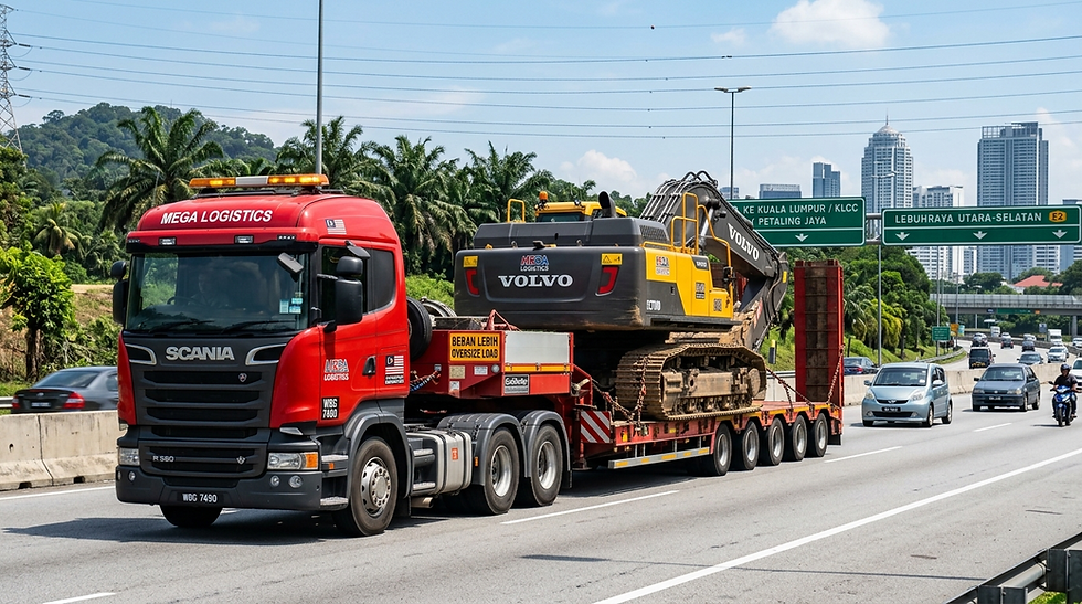Low loader stabil mengangkut jentera berat