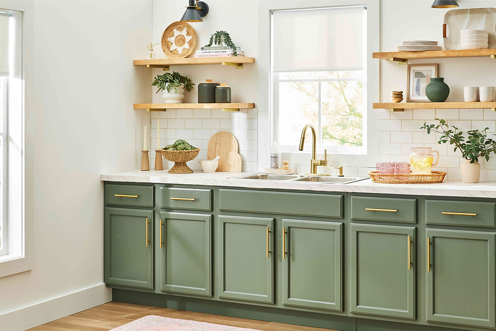 Open kitchen cabinet rack for easy access to frequently used items.