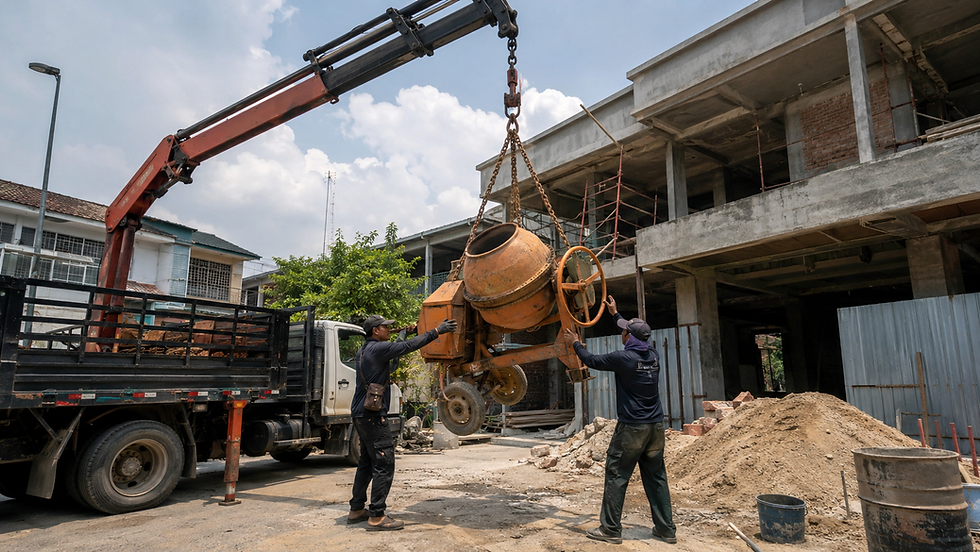 Penghantaran Lori Kren Mesin Bancuh Simen Hari Sama — Dari RM100 Setrip ke KL & Selangor