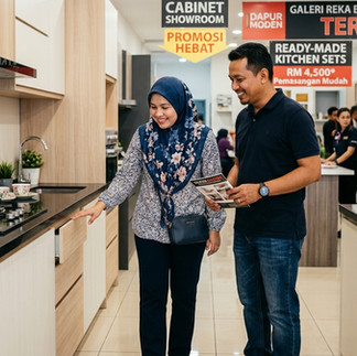 Contoh kabinet dapur ready-made yang praktikal untuk kegunaan asas