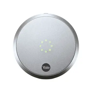 Smart digital door lock with touchscreen panel on office glass door