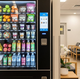 Sudut vending hospital dengan mesin minuman rendah gula