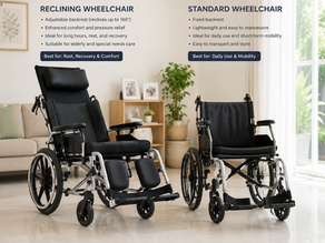 Automatic wheelchair with powered controls in a modern home interior in kuala lumpur.