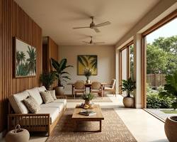 Reka bentuk dinding panel venir oak gelap di apartmen mewah Malaysia