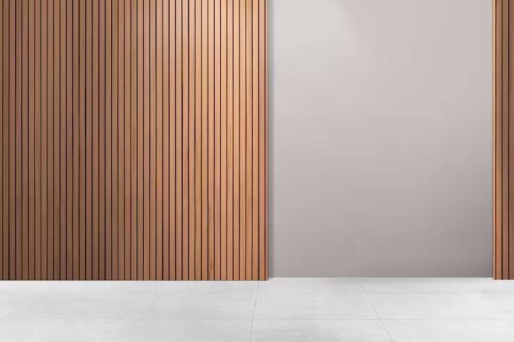 Fluted wall panels installed behind a sofa in a modern living room.