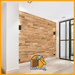 Modern 2026 minimalist kitchen with seamless PVC wall panels and wood cabinets