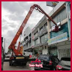 Skylift Kota Bharu used for lighting installation on a building.
