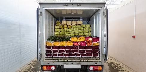 cold truck filled with flowers