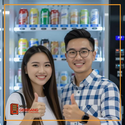 Small side hustle food seller restocking MRT vending machine meals