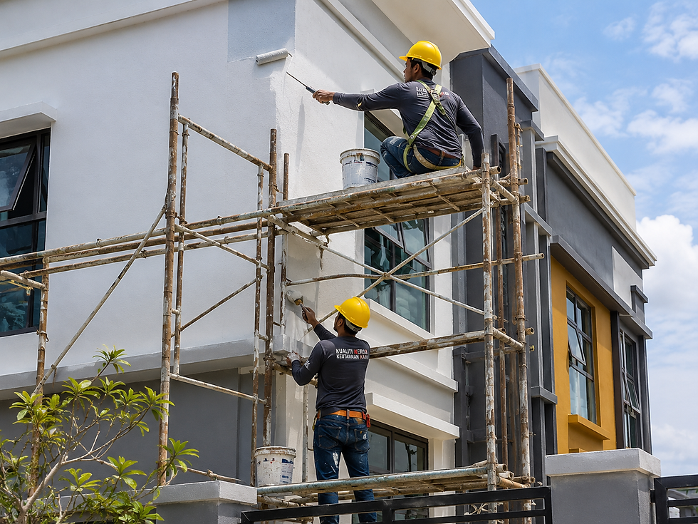 Catwalk scaffolding is installed on industrial sites for workers to access high levels.
