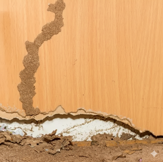 Tiub lumpur dari sarang anai-anai yang menjalar ke atas asas konkrit